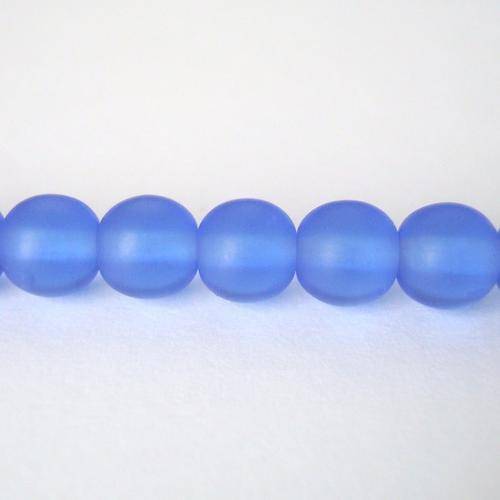 Czech Glass Round 6mm 60pc - (+/- R0.20 each) - Frosted Sapphire Med