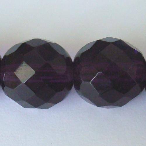 Czech Fire Polished 12mm 21pc - Amethyst Very Dark