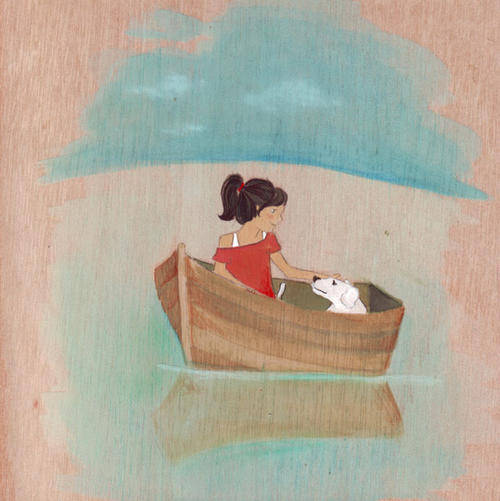 You and me doggie, Original painting acrylic, watercolor, pastel ink