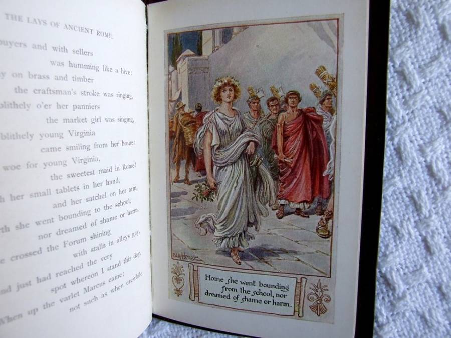 1864, Leather: THE LAYS OF ANCIENT ROME by Lord MacAuley, Illustrated in Colour; Nistor & Dutton.