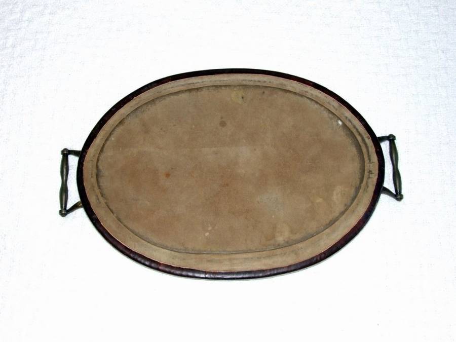 Rare! PICHON LONGUEVILLE 1877 LEATHER COVERED VINTNER'S TRAY WITH BRONZE HANDLES
