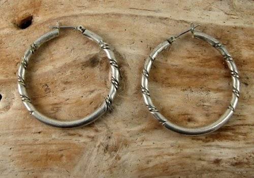Classic vintage silver loop earrings.