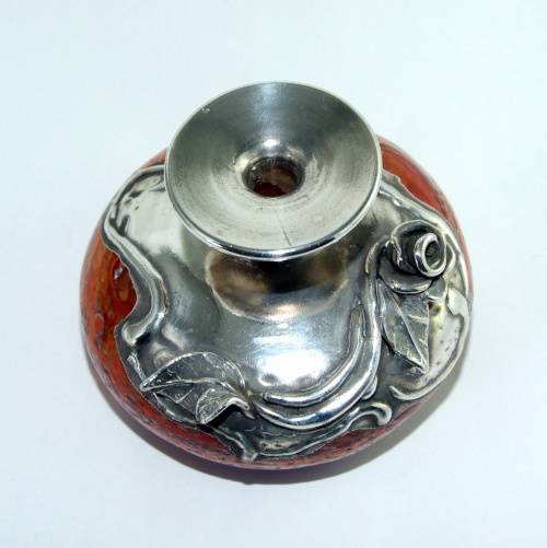 Silver Overlaid Glass Perfume Bottle
