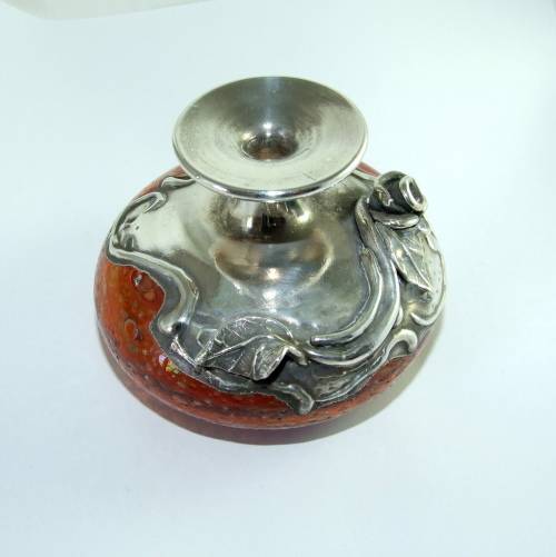 Silver Overlaid Glass Perfume Bottle