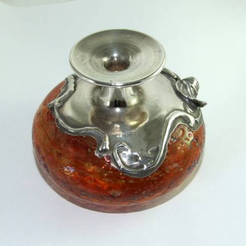 Silver Overlaid Glass Perfume Bottle