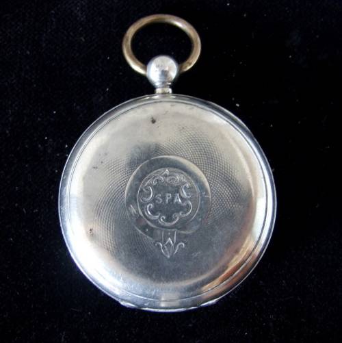 Antique hallmarked silver case with Kirner Bros. Oxford fusee,  wind key pocket watch, 1884 Working.