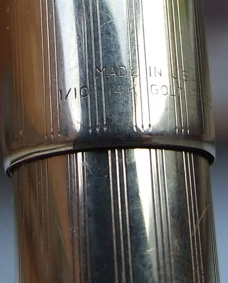 Boxed 14k gold filled Parker 51 fountain pen and pencil set, working.