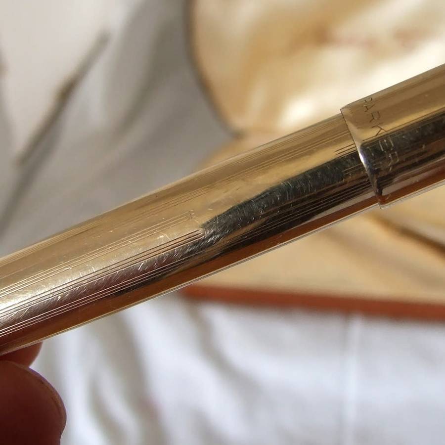 Boxed 14k gold filled Parker 51 fountain pen and pencil set, working.