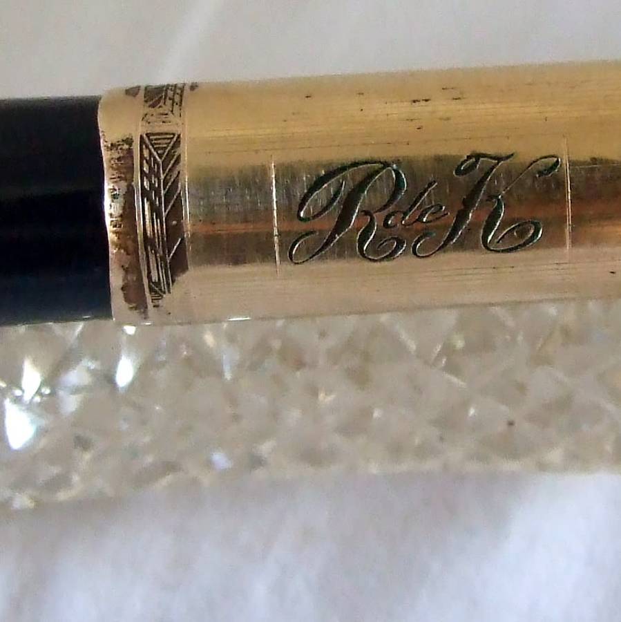 Vintage Parker 51 VACUMATIC, gold filled cap, c1946, double jewel, early Cedar Blue