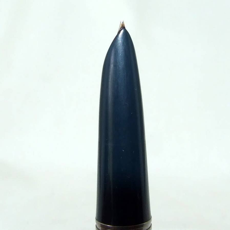 Vintage Parker 51 VACUMATIC, gold filled cap, c1946, double jewel, early Cedar Blue