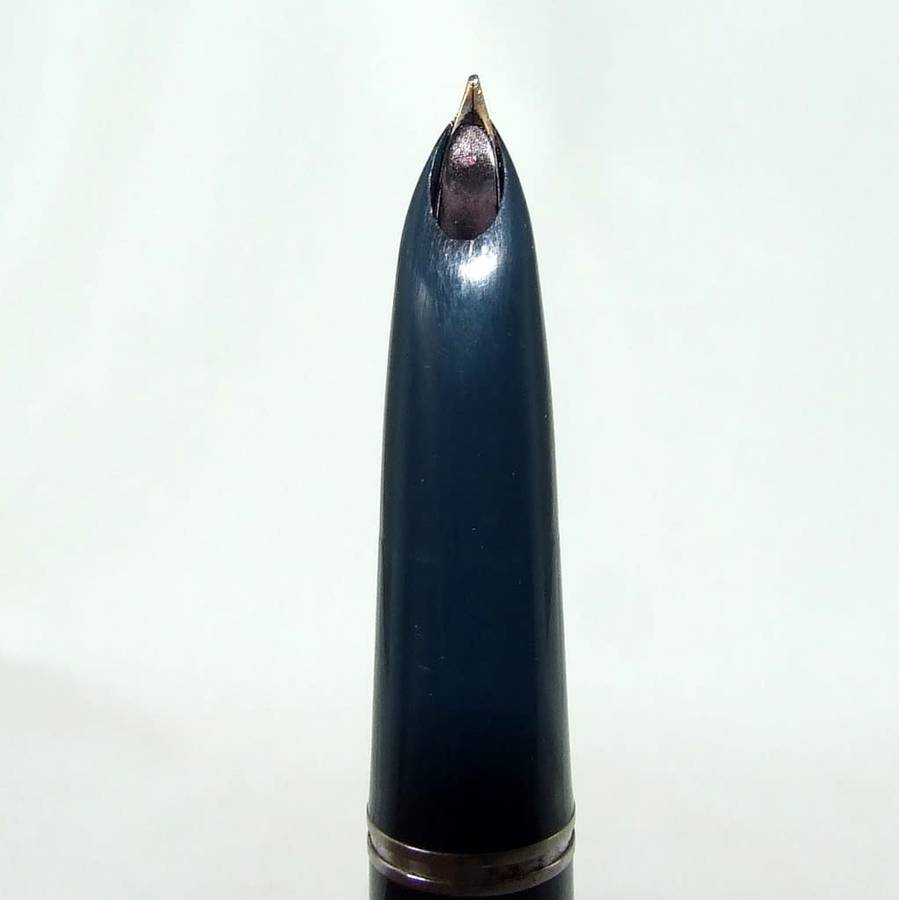 Vintage Parker 51 VACUMATIC, gold filled cap, c1946, double jewel, early Cedar Blue