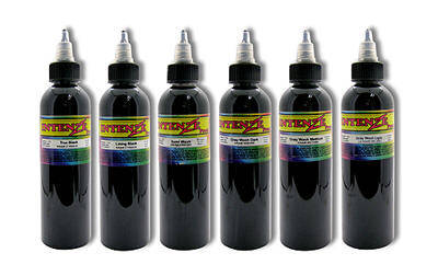 10-PACK TRUE BLACK - INTENZE TATTOO INK 1oz