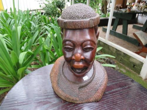 Carved African wooden bust.