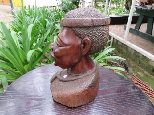 Carved African wooden bust.
