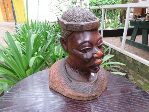 Carved African wooden bust.