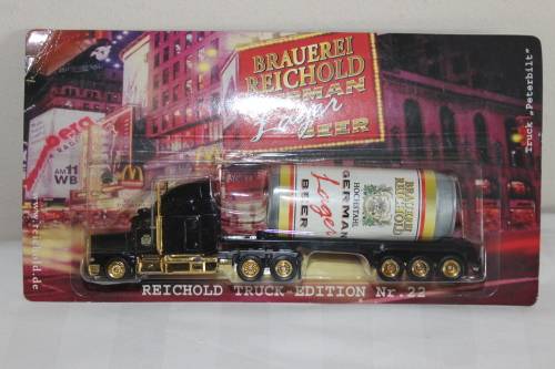Peterbilt H0 1:87 US Truck w. trailer and beer can load, Brewery Reichold, German Lager Beer no.22