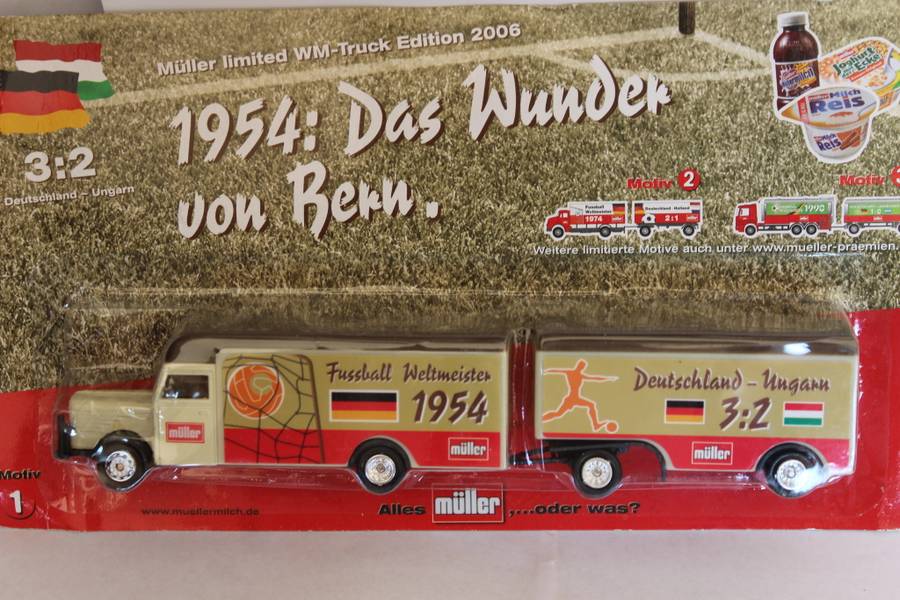 Vintage Buessing Truck H0 1:87 Mueller Milk Germany Soccer World Champion 1954 still sealed