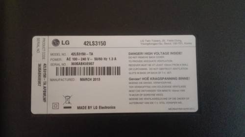 LG 42inch LCD TV, Mdl: 24LS3150 (COLLECTION ONLY !!)