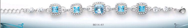 Fancy Square Link Bracelet with Blue Swarovski Crystals