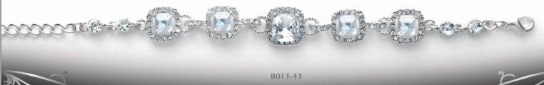 Bracelet Fancy Square Link Bracelet with clear Swarovski Crystal and clear surrounding crystals