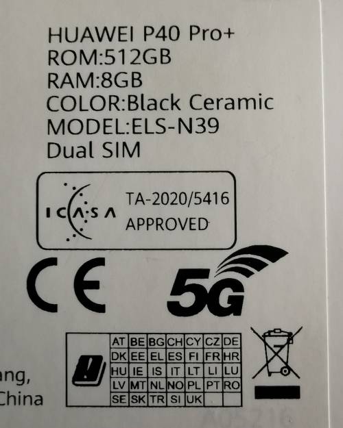 Huawei P40 PRO + (PLUS Model) - Ceramic black -With plenty extras -Dual Sim - 512GB Memory ,5G