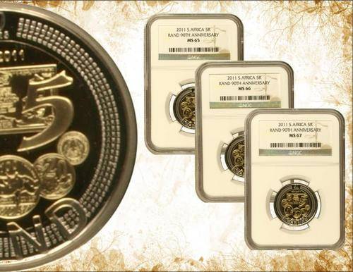 Set: SARB 90th 2011 R5 MS65, MS66 and MS67 (NGC Graded)