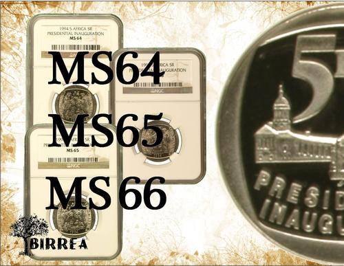 Nelson Mandela Inauguration 1994 R5 Set MS64 to MS66 (NGC Graded)