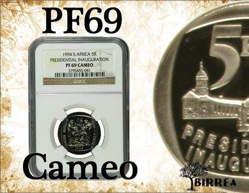 Nelson Mandela Inauguration 1994 R5 PF69 Cameo (NGC Graded) Display box included