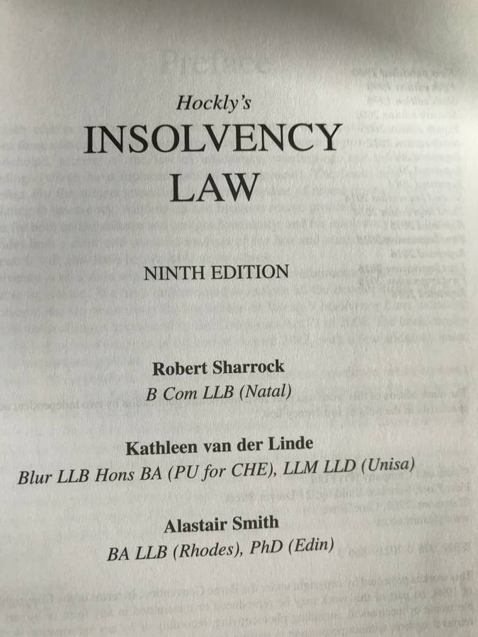 Hockleys  Insolvency Law 9th edition