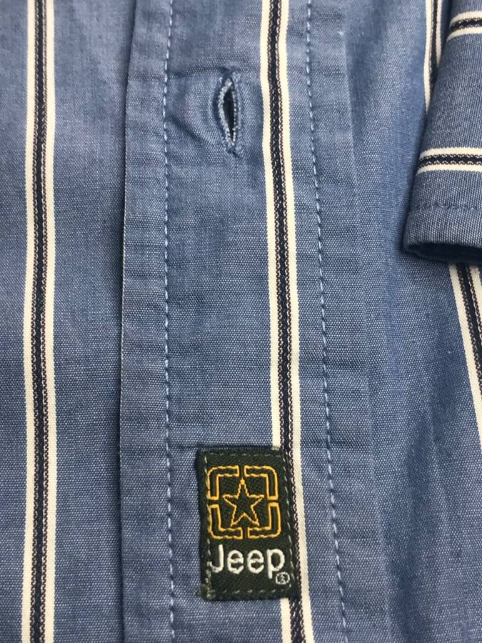 Jeep Long Sleeve Shirt Large Blue black n white stripe