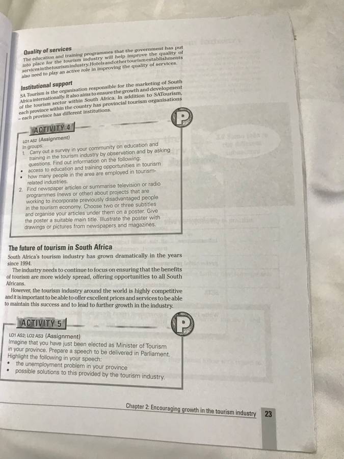 Grade 12 Tourism FOCUS