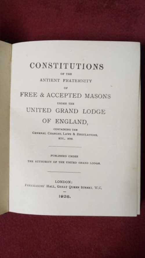 United Grand Lodge of England - Freemason Constitutions (1926)