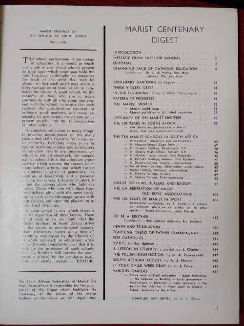 Marist Centenary Digest - 1867 South Africa 1967