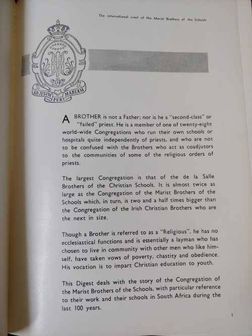 Marist Centenary Digest - 1867 South Africa 1967
