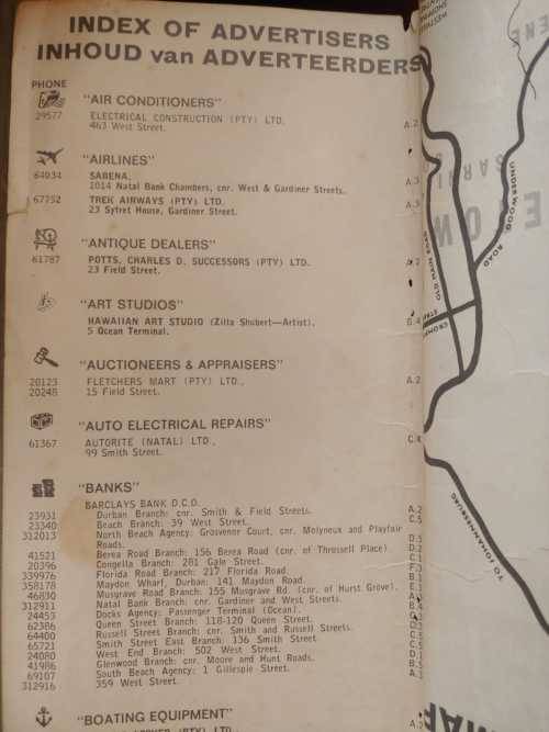 Durban  Tourist Information Map - 1980s