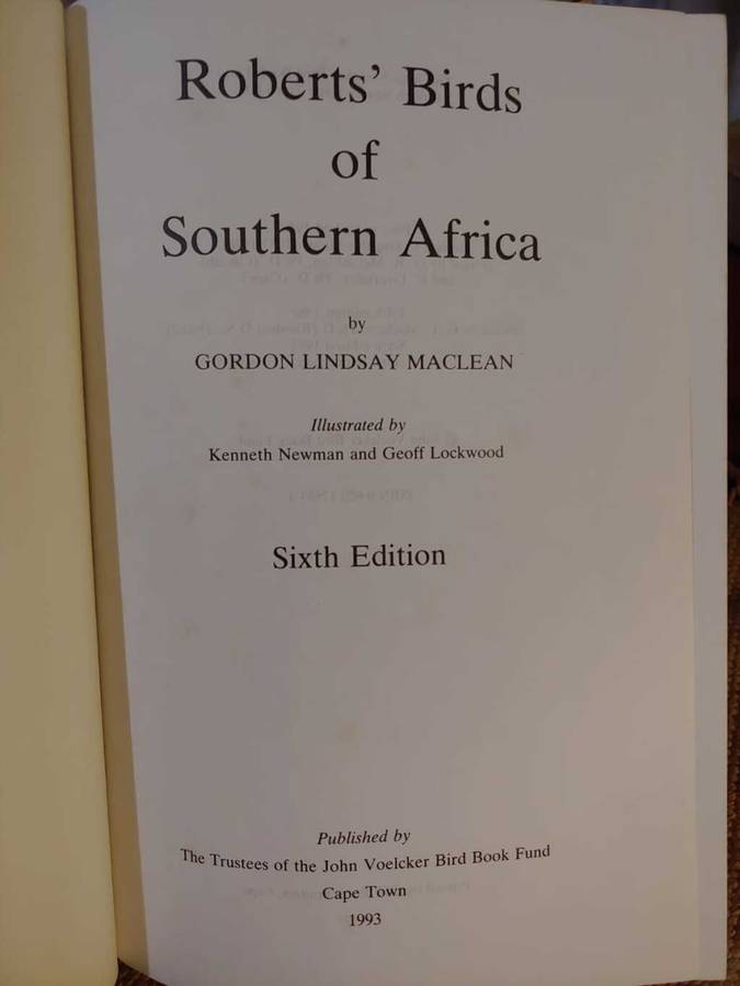 Roberts` Birds of Southern Africa - 6th Edition