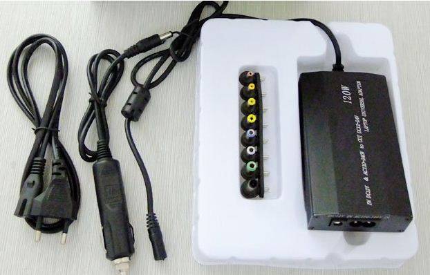 Universal Wall & Car Laptop Charger adapter, 120W - AC/DC 12-24V