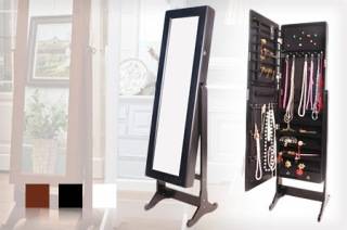 Jewellery Storage Cabinet with Full Length Mirror (Available in Black, White and Brown)