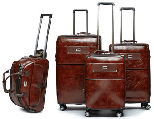 4 Piece PU Leather Vintage Trolley Luggage Bag Set  (Duffle bag) Available in Brown and Black