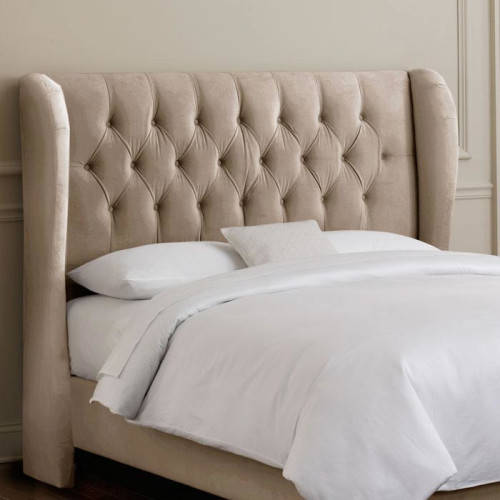 Cabeceira Tufted Upholstered Wingback Headboard by Hazlo Furniture - Double