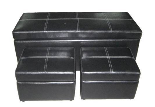 Lavish 3 Piece Leather Storage ottoman set