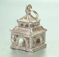 STERLING SILVER OPENING BUDDHA IN PAGODA CHARM