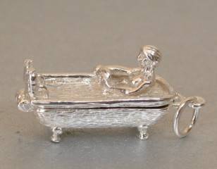 STERLING SILVER OPENING CHEEKY LADY IN BATH CHARM