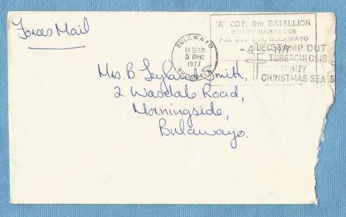 Rhodesia 1977. Rhodesian Forces Mail Envelope.See Desc, Value R 66.00 View scans