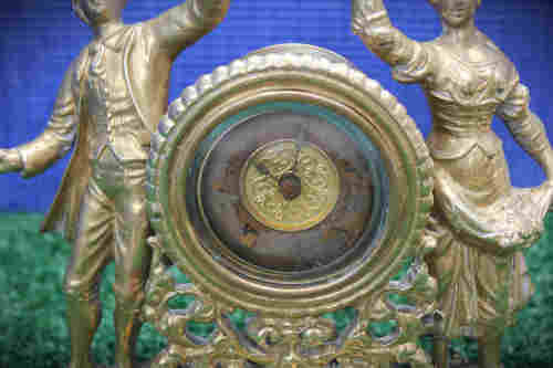 Antique Solid Brass Clock (not working) United Clock Company Great Britain.need repairs