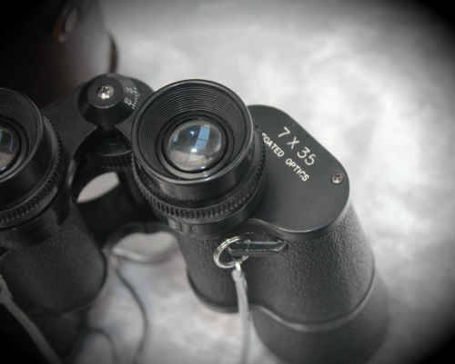 Vintage Halina 7 x 35 coated optics Binoculars with case - no scratches on  lenses