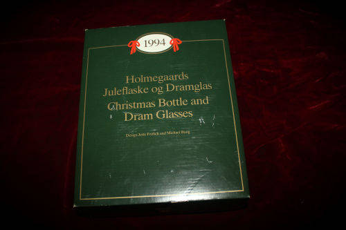 Collectable 1994 Holmegaard Christmas Bottle and 4 Dram Glasses designed by Michael Bang-Denmark