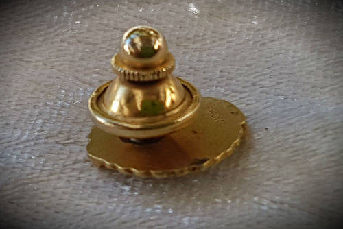 Circa 1940s.Vintage Coca-Cola 5 Year Service Pin made in 10K Gold with Jewel (Ruby?)