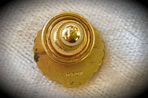 Circa 1940s.Vintage Coca-Cola 5 Year Service Pin made in 10K Gold with Jewel (Ruby?)
