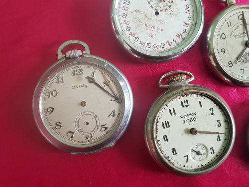 5 antique/Vintage Mechanical Pocket watches x 4 and 1 Stop watch -all need repairs
